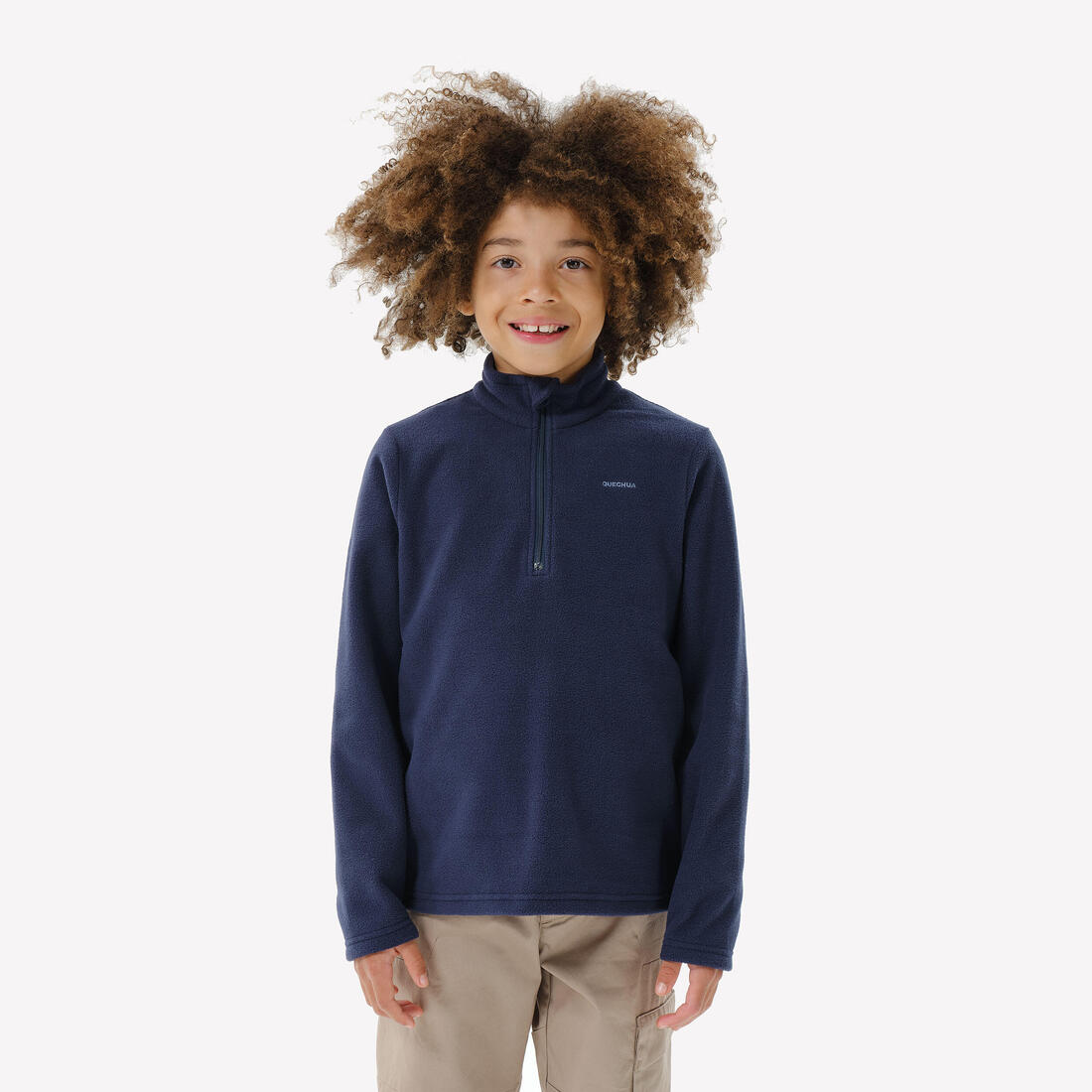 Polaire de randonnée enfant 7-15 ans, MH100 demi zip – bleu marine