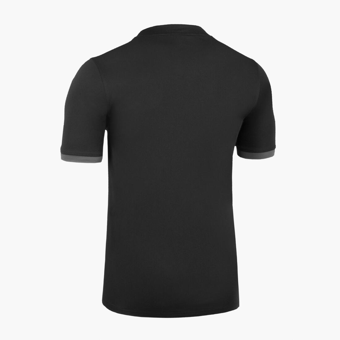 Maillot manches courtes de rugby Homme - R100 noir gris