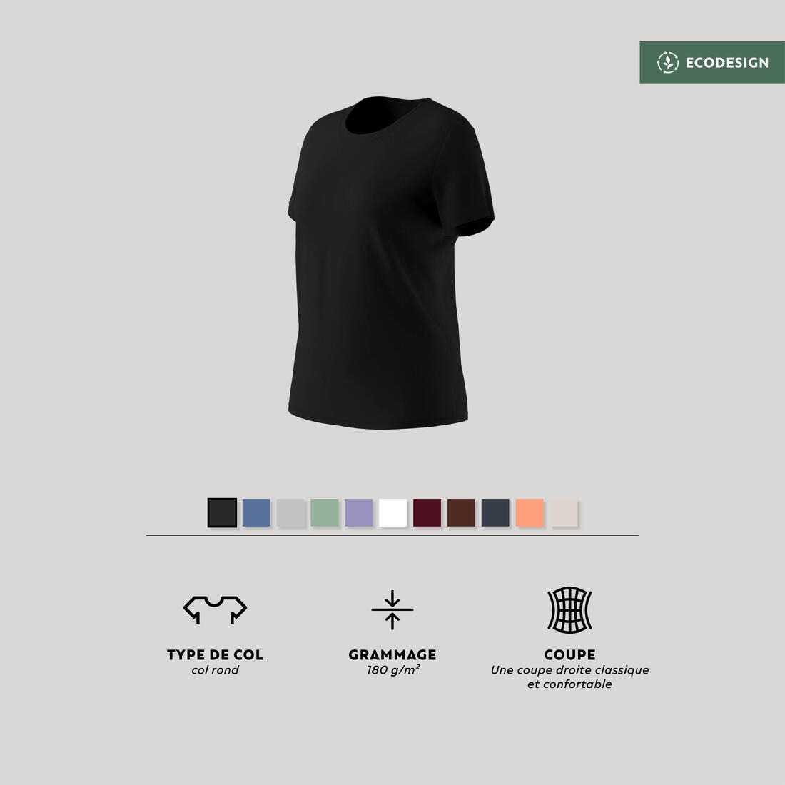 Tee-shirt en coton col rond femme