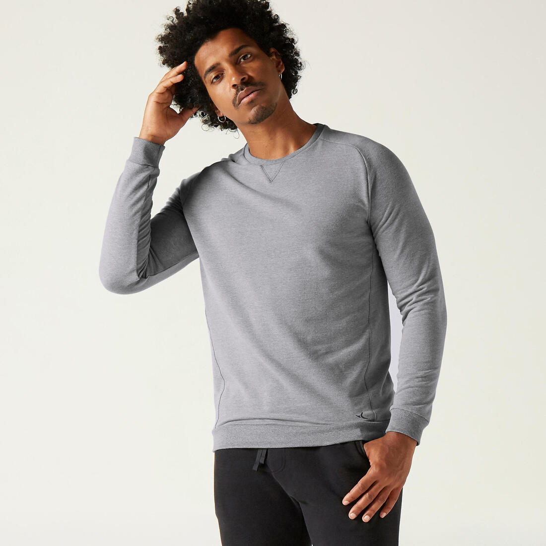 Sweat Fitness homme - Crew 100 gris schiste – gris fonte