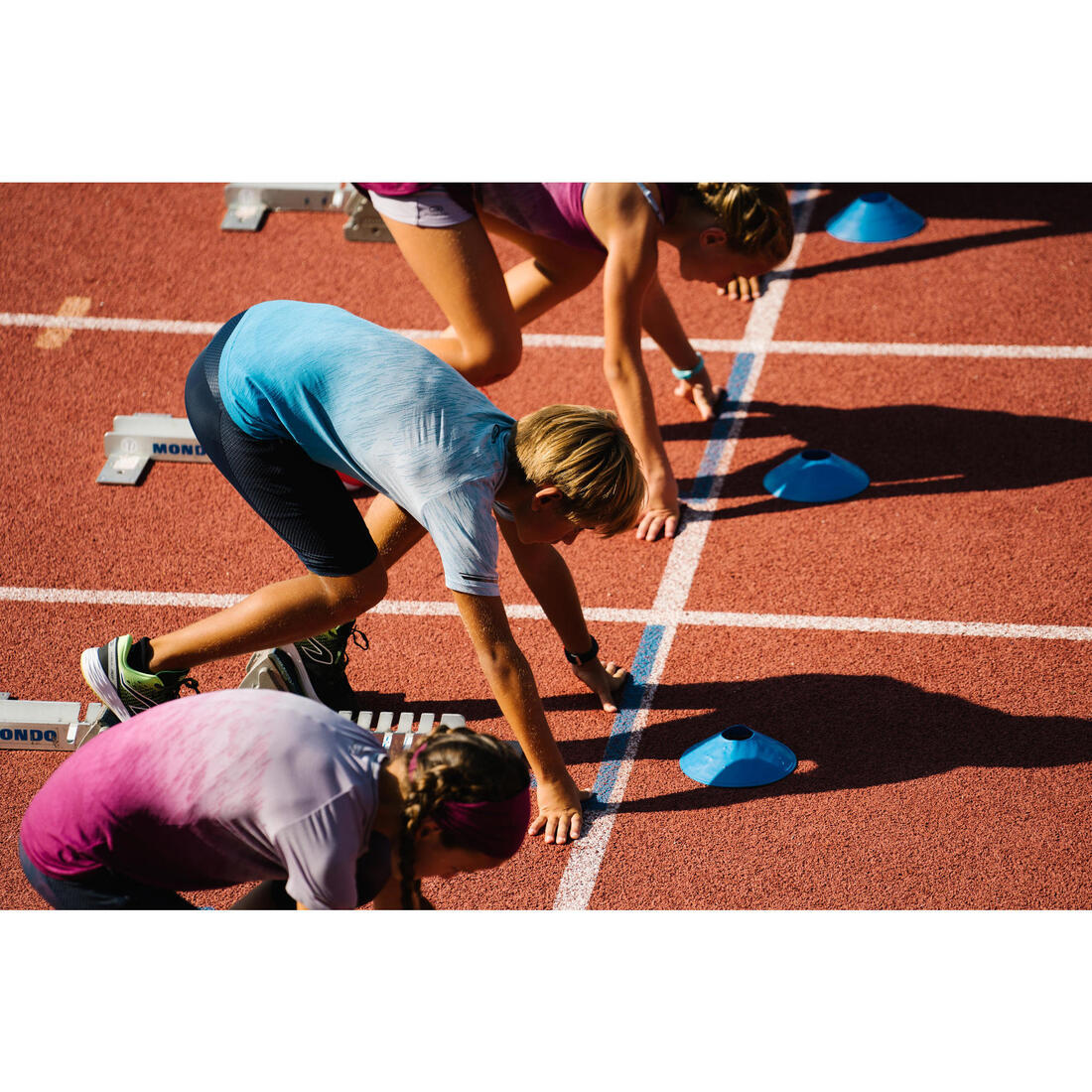 Tee-shirt manches courtes fille running et athlétisme KIPRUN care turquoise