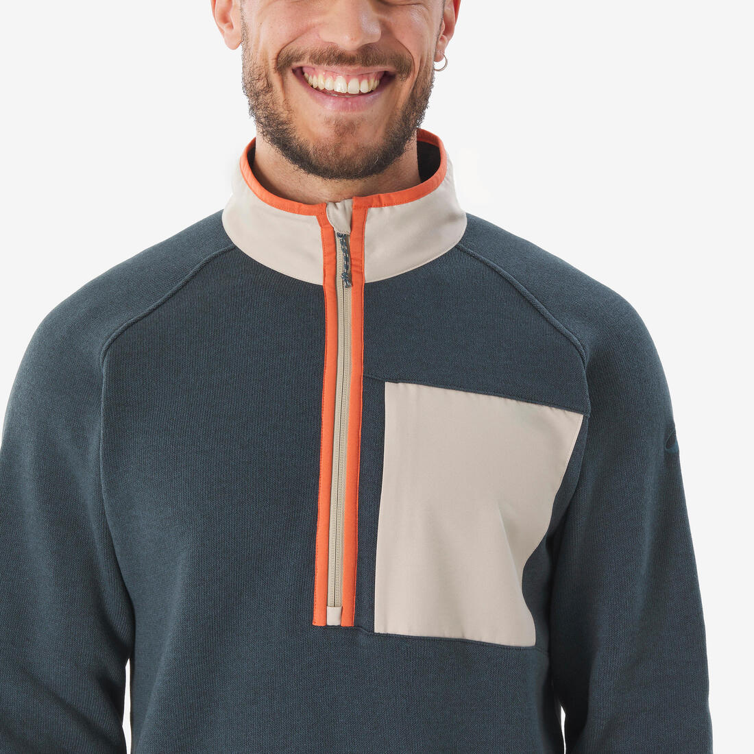 Pull de randonnée homme, NH500 Demi-zip