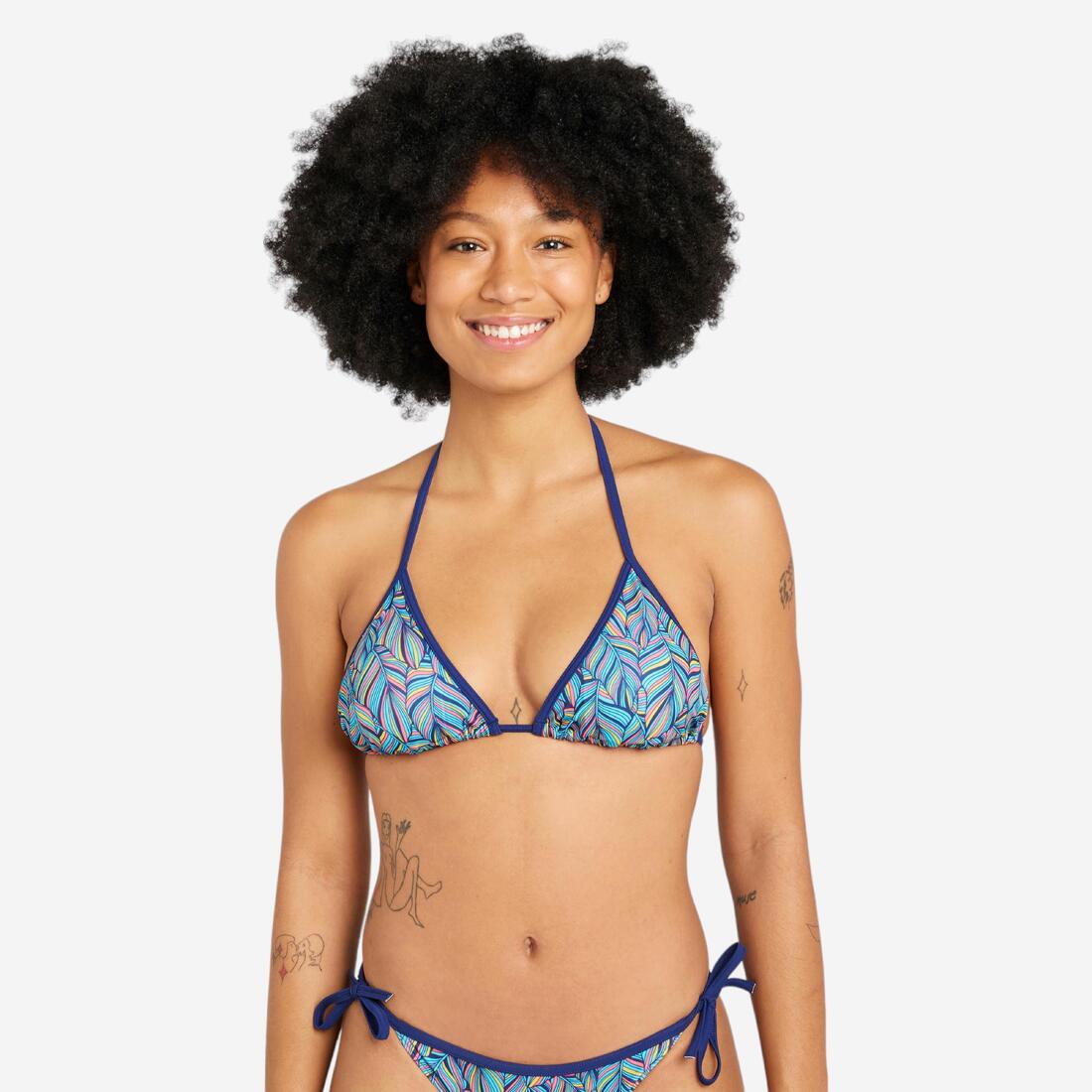 Haut de maillot de bain femme triangle coulissant avec coques mae graphiti