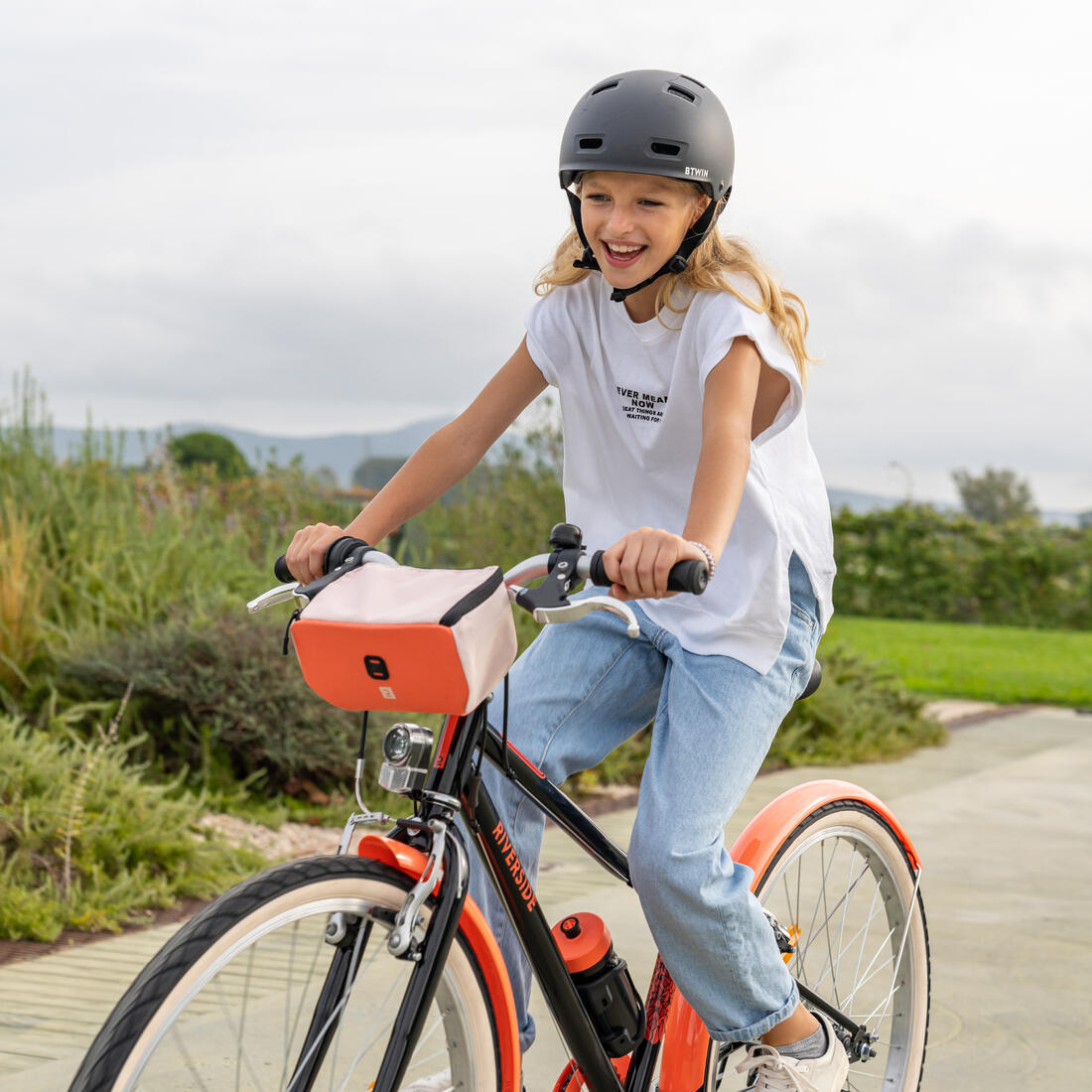 Vtc enfant riverside 500 noir corail 24 pouces 9-12 ans