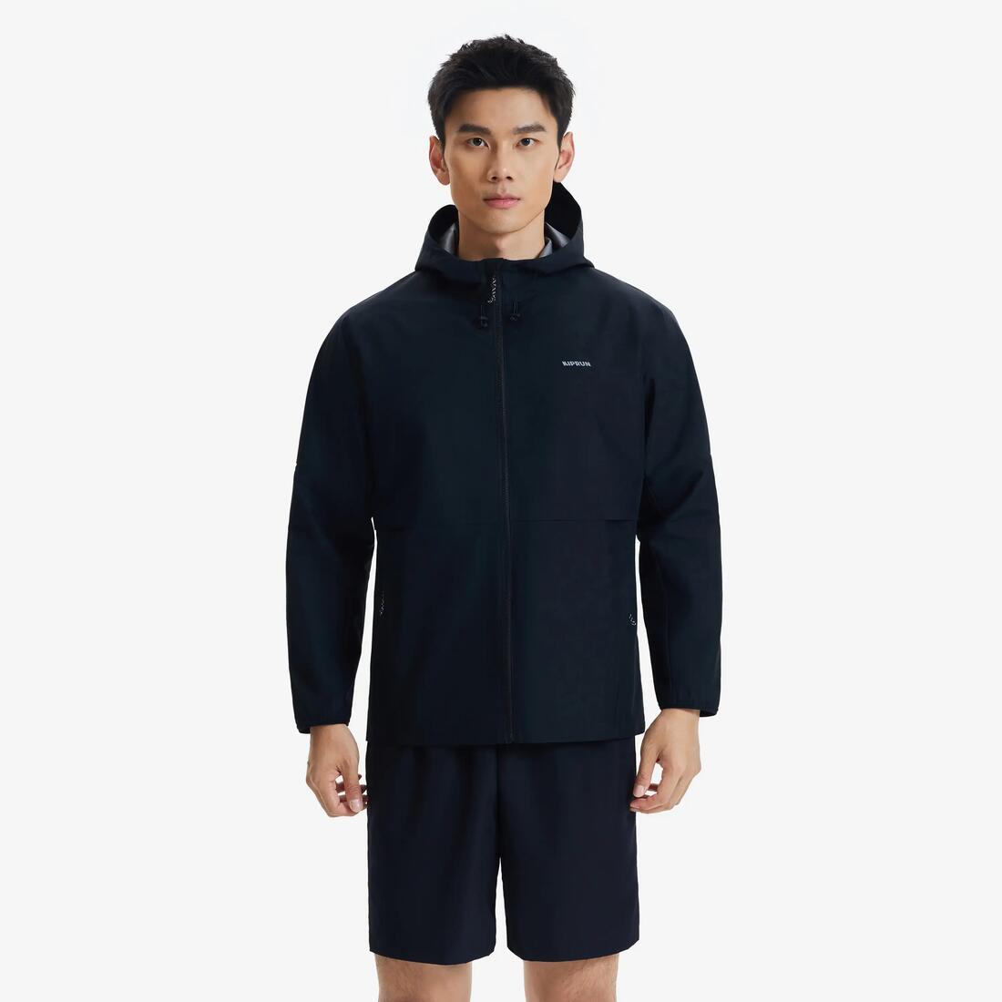 Veste imperméable run 100 homme noire