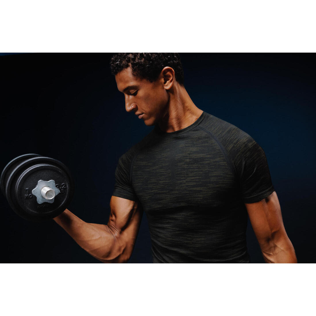 T-shirt cross training performance manches courtes homme, noir et gris