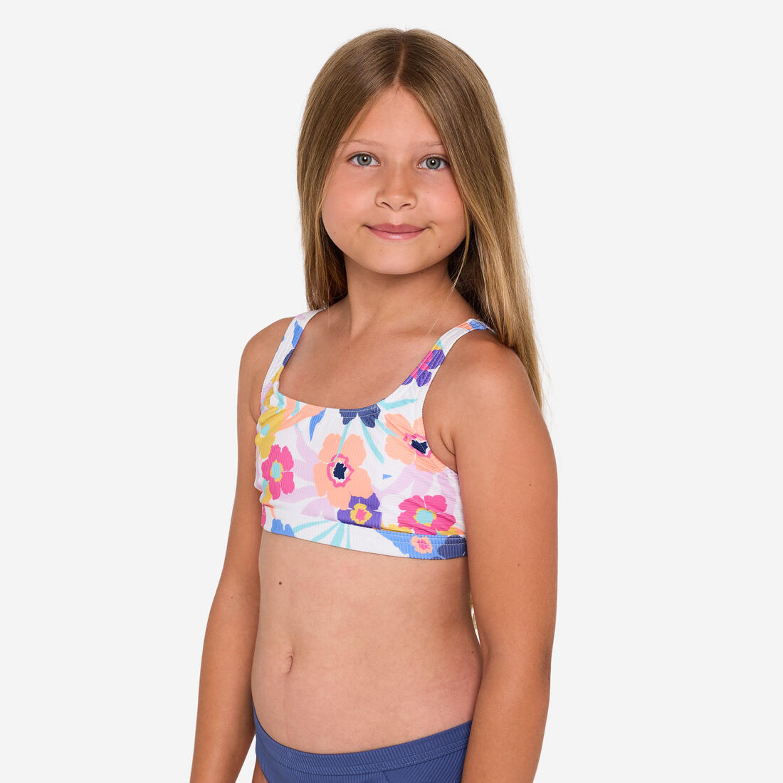 Haut de maillot de bain brassière  fleuri réglable Fille - 500 Nora