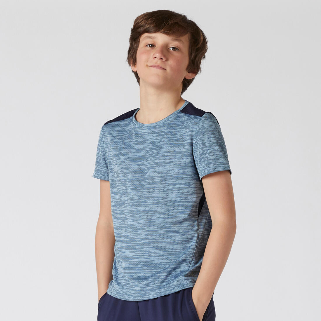 T-shirt enfant synthétique respirant - 500 orange – bleu nuage