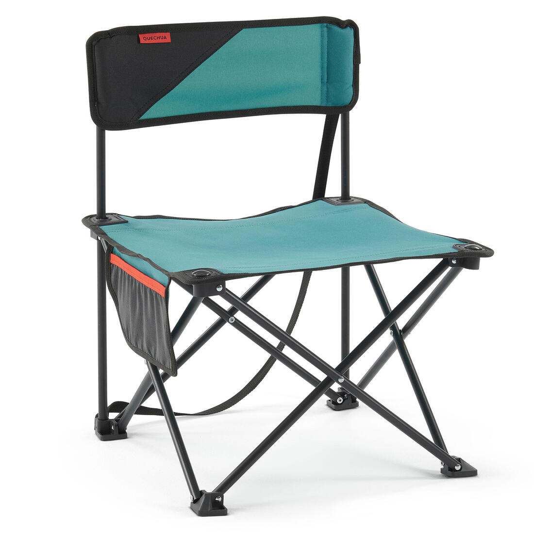 Chaise basse compacte de camping 100 bleue – gris carbone