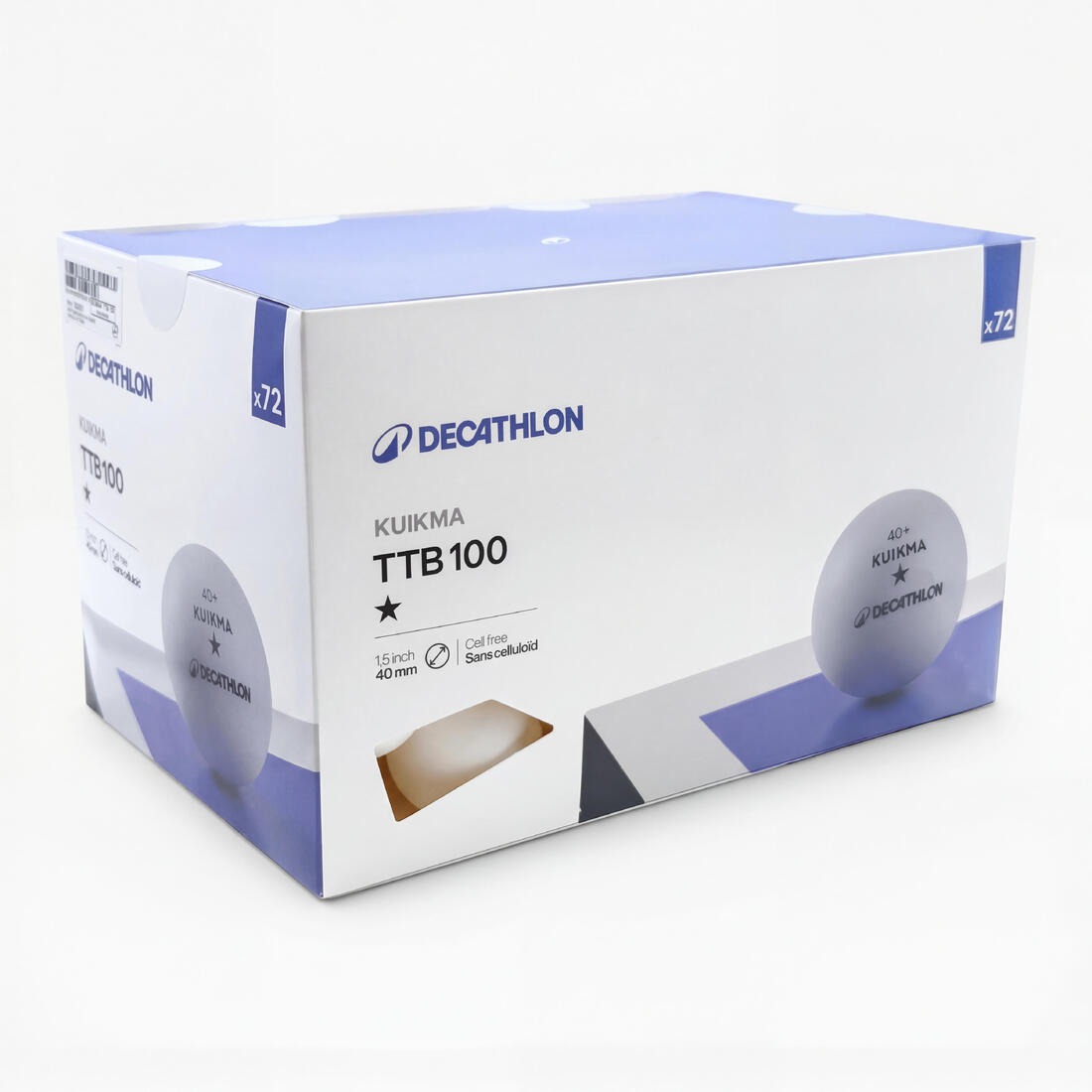 BALLES DE TENNIS DE TABLE TTB 100 1* 40+ X72 BLANCHES