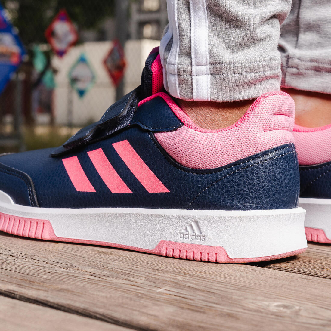 Baskets à scratch enfant - ADIDAS TENSAUR bleu/rose