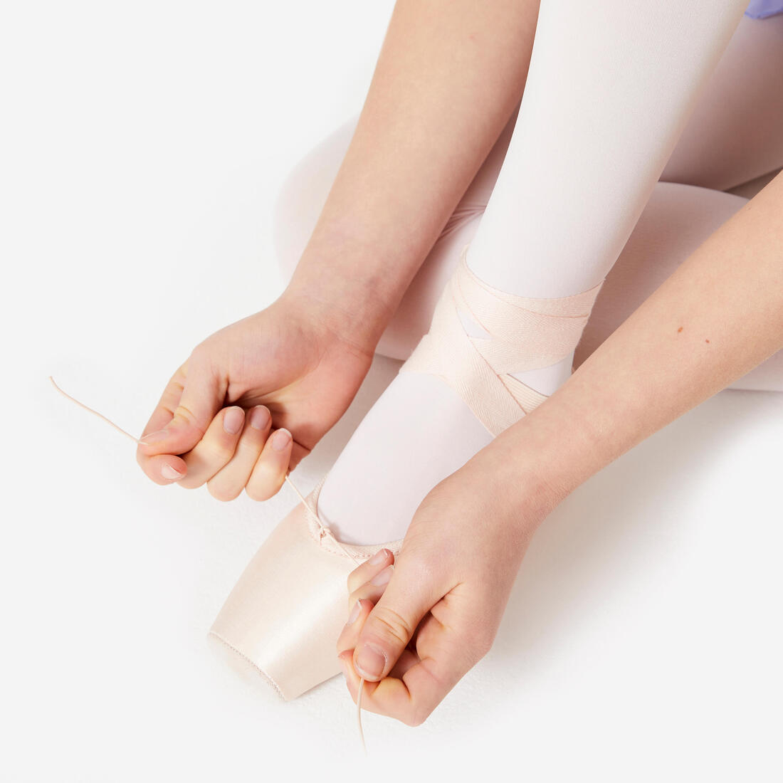 Pointes de danse avec semelles souples débutante, beige
