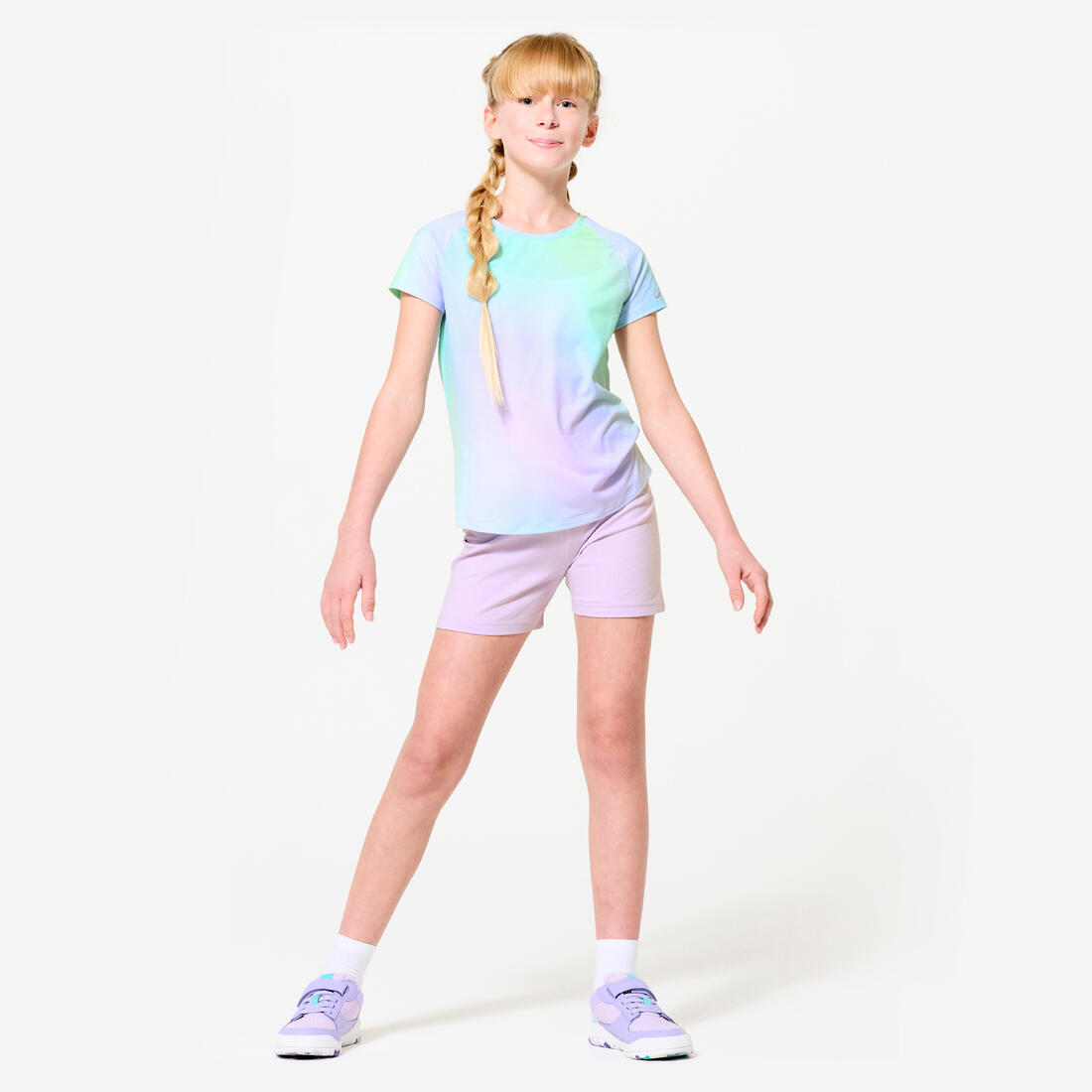 T-shirt multisport respirant fille, rose foncé