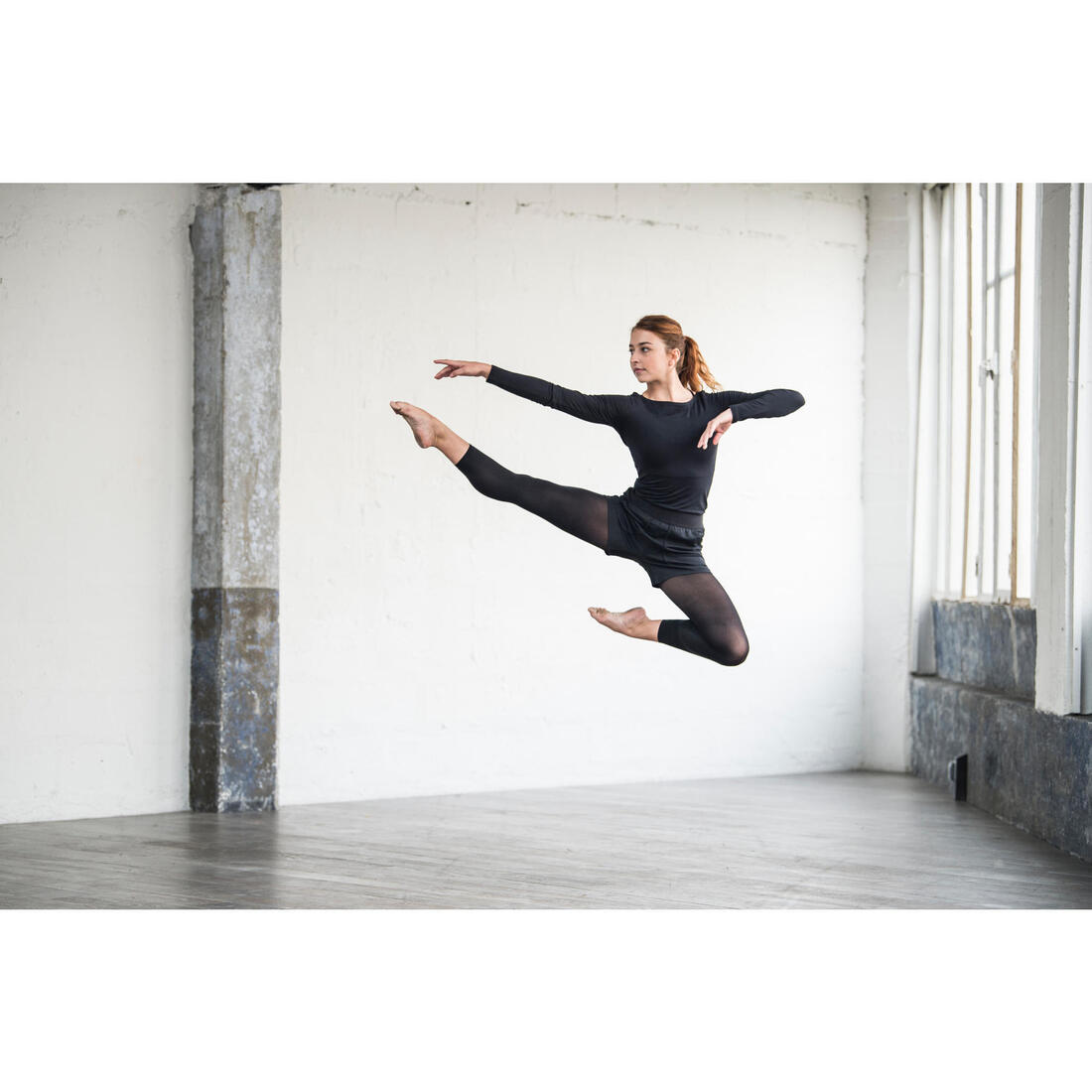 Collants sans pieds de danse classique et moderne femme noirs
