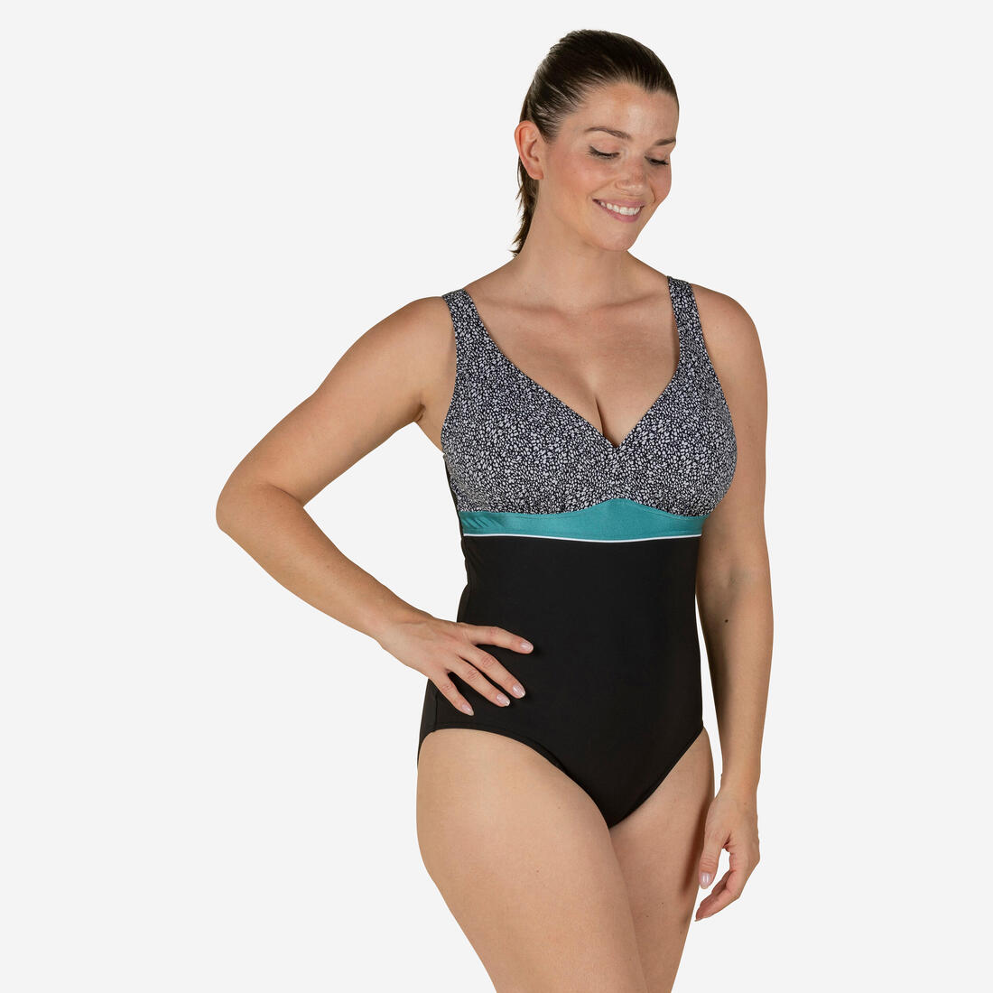 Maillot de Bain Gainant Natation Femme 1 Pièce Kaipearl Triki Bloom Navy – bleu gris