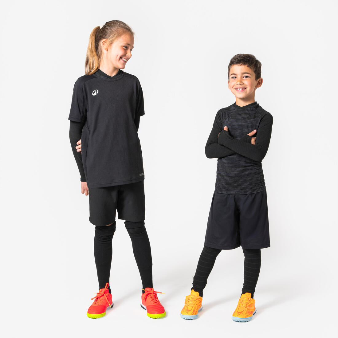 Sous-maillot de foot thermique seamless manches longues enfant, Keepdry noir