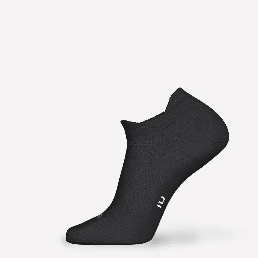 Lot de 2 paires de chaussettes de running RUN500 fines invisibles noires