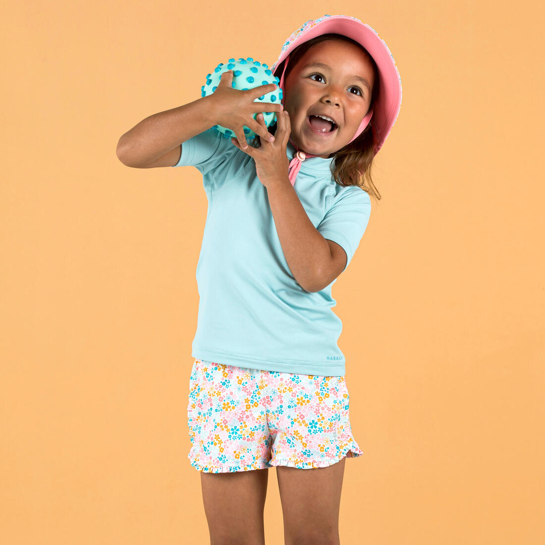 T-shirt anti uv bébé manches courtes corail