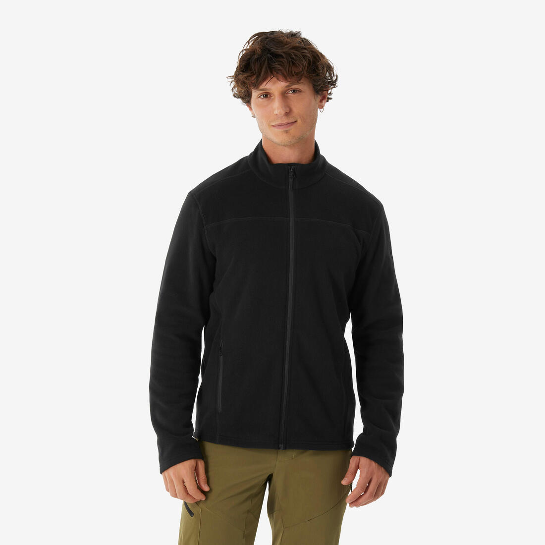 Polaire de randonnée montagne homme, MH100full zip noir
