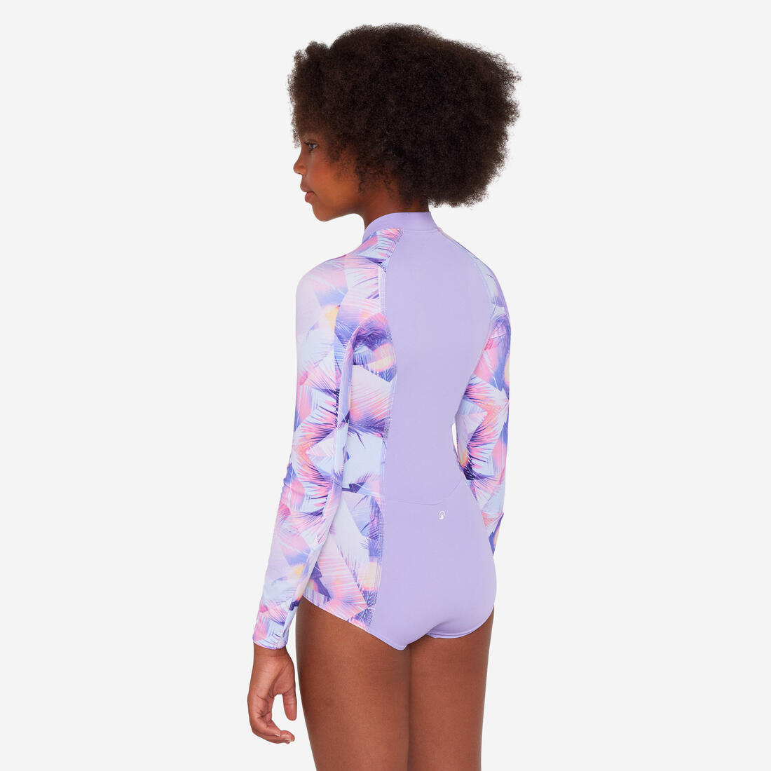 Maillot de bain une pièce surf manches longues zip avant Fille - 500