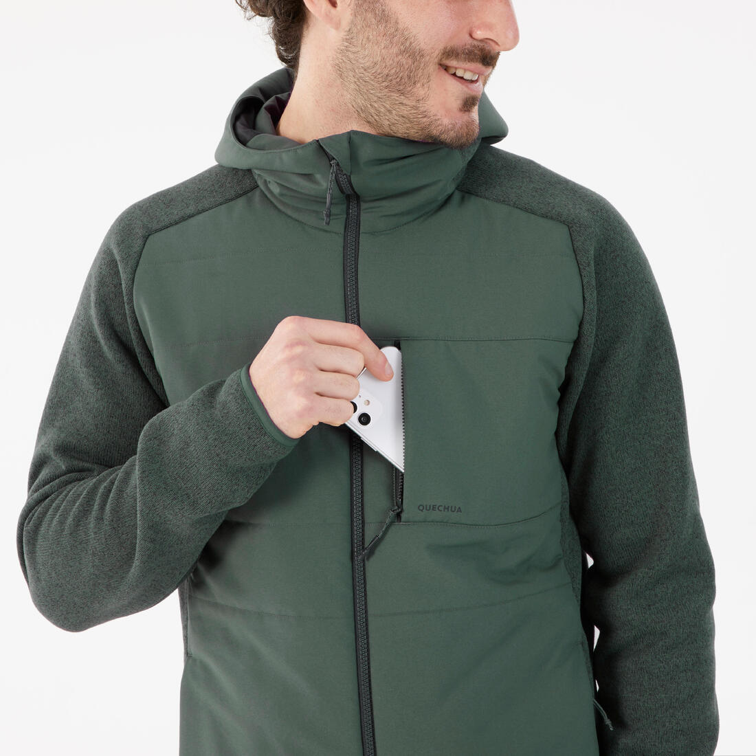 Sweatshirt de randonnée homme, NH500 Hybride