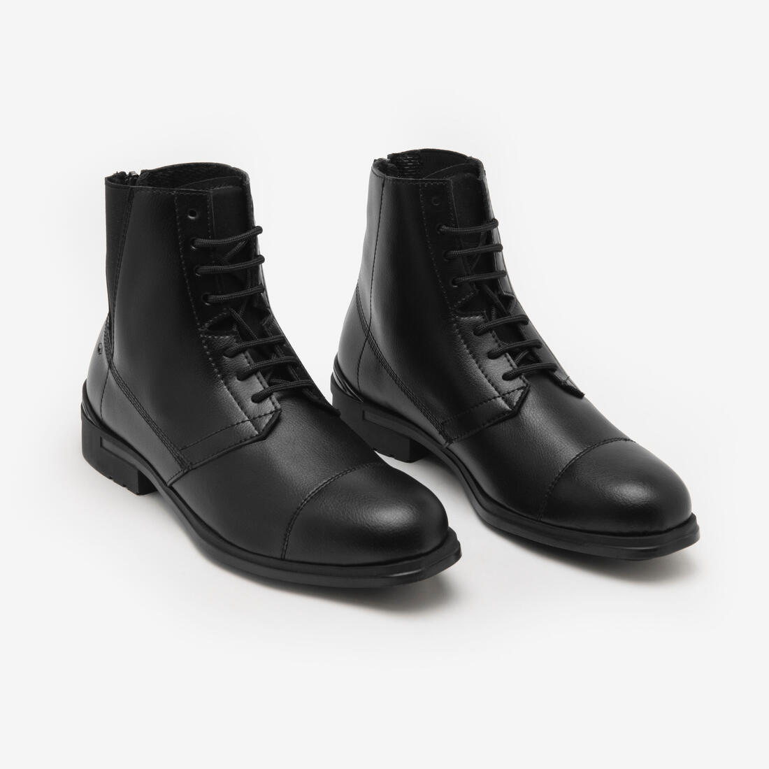 Boots équitation lacets synthétique- 500 noires