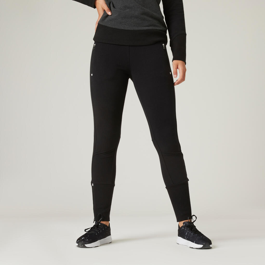 Pantalon jogging ajusté fitness femme - 520 – noir