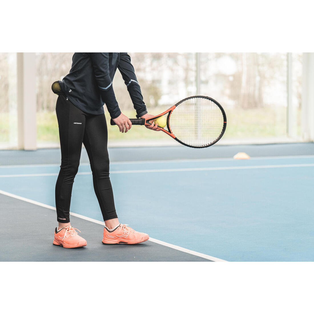 Legging de tennis fille - leg500 noir