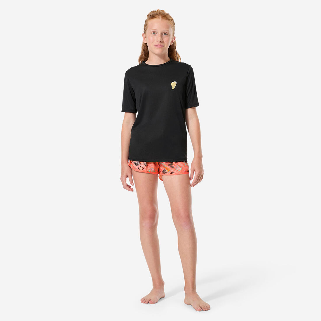 T-shirt anti UV manches courtes surf Junior - 100 blanc noir skate