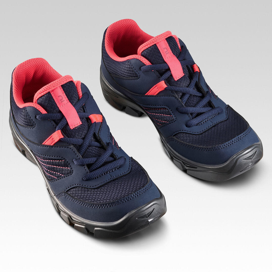 Chaussures de randonnée enfant avec lacets MH100 basse bleu corail du 35 AU 38