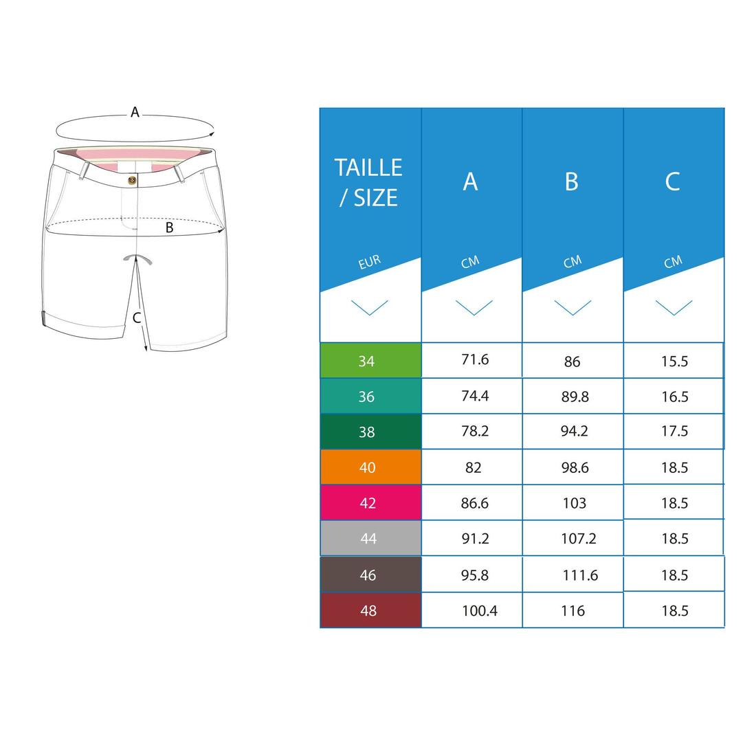 Short chino coton golf Femme, MW500
