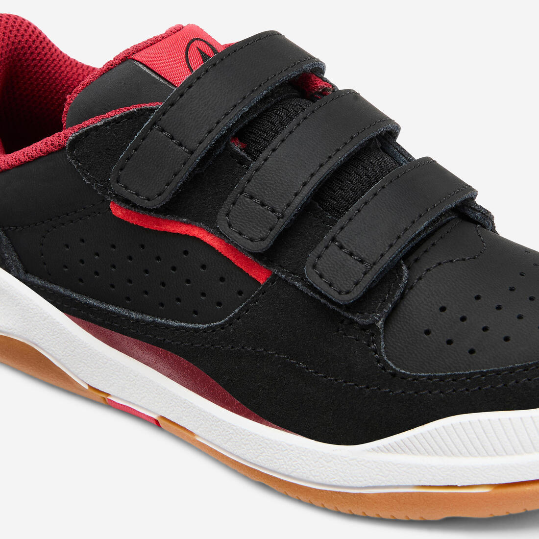 Chaussures de sport à scratch en cuir enfant, Playventure City noir et