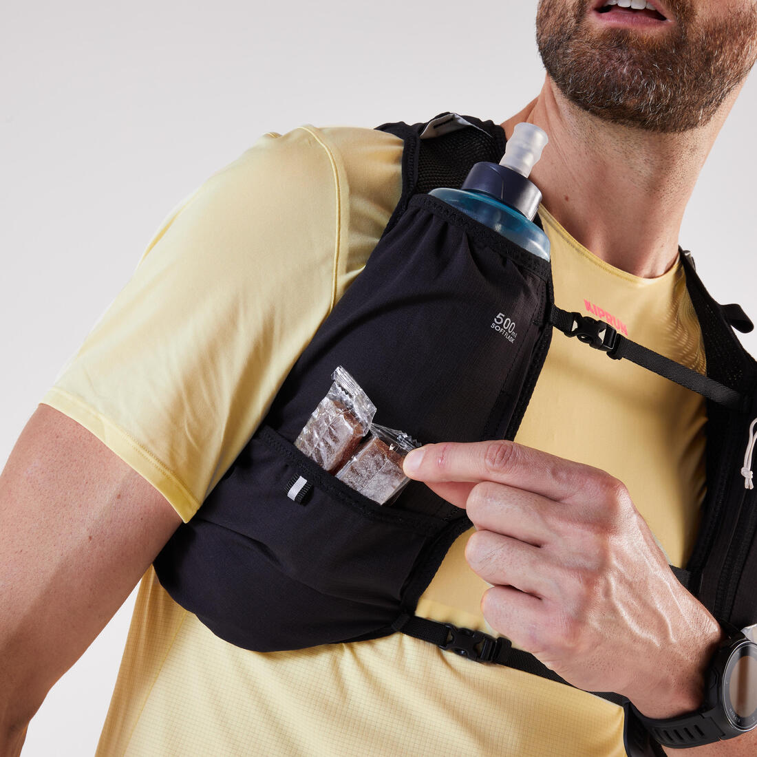 Sac trail running mixte + poche à eau 1L incluse- KIPRUN 500 8L