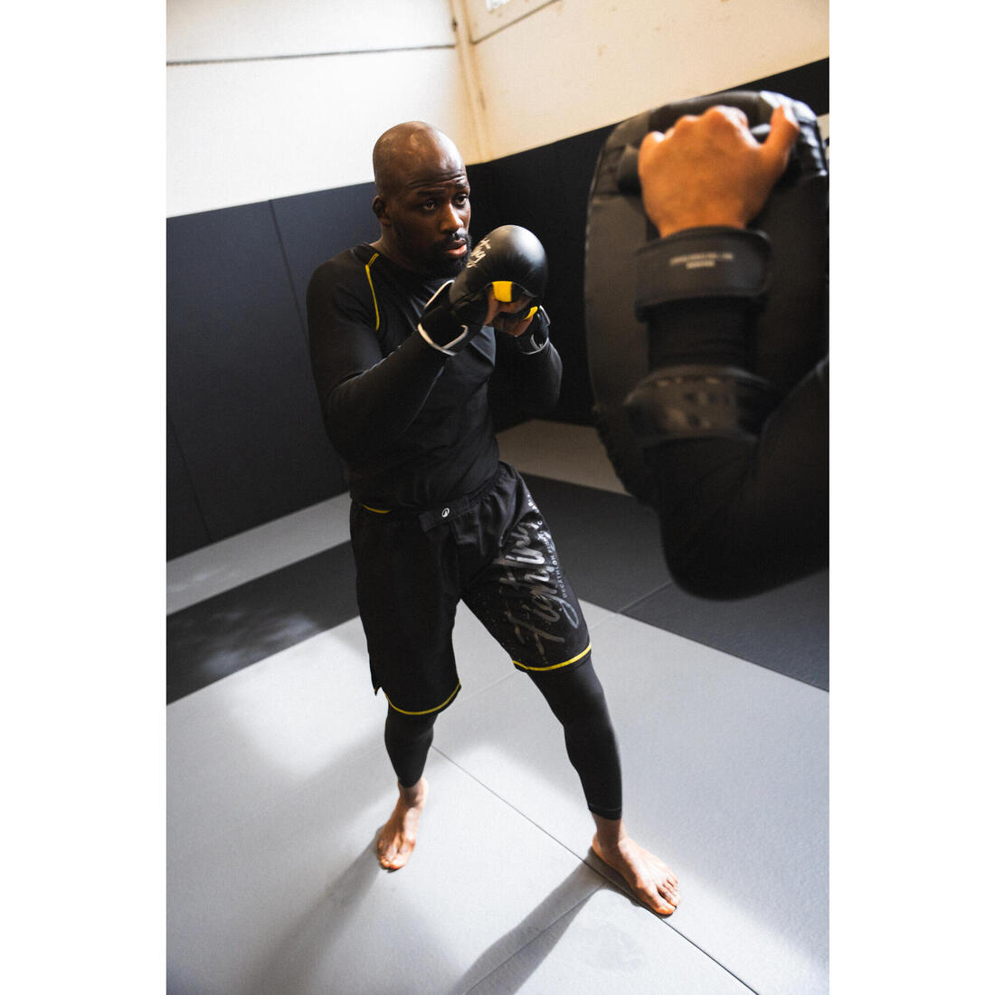 Legging de MMA homme, noir et jaune