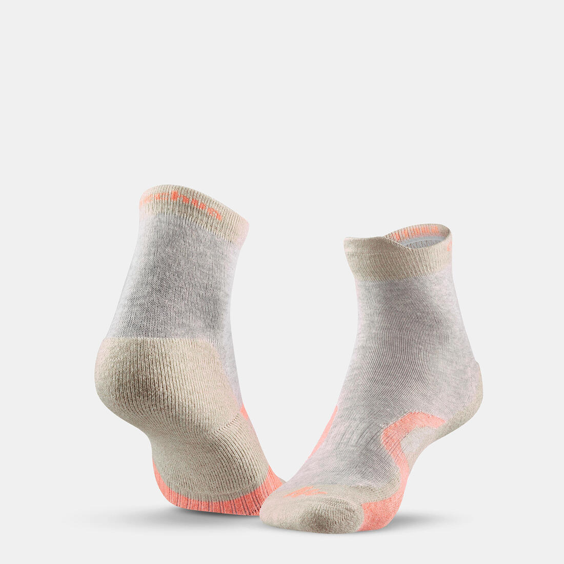 2 paires de chaussettes de randonnée tiges hautes enfant Crossocks Menthe Beige