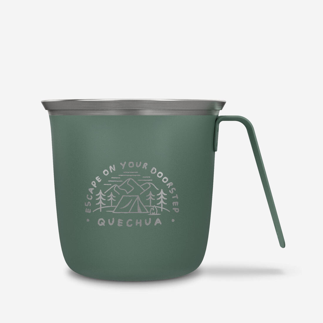 Tasse 500 acier inox 0,3L, pour le camping et la randonnée - Verte.
