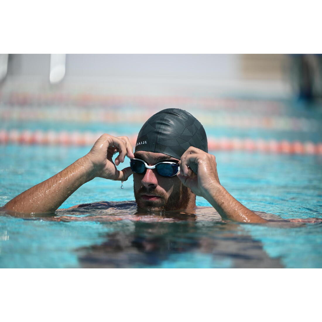 Lunettes de natation Taille Unique - Bfit blanc teintés bleus - Nouvel anti-buée