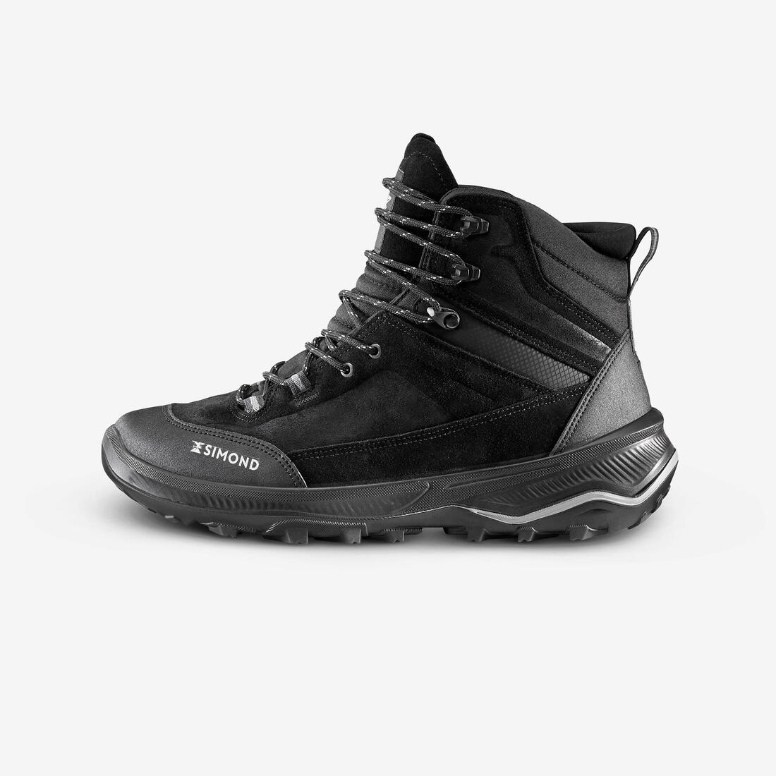 Chaussures hautes trekking cuir - mt100 - homme – noir fumé