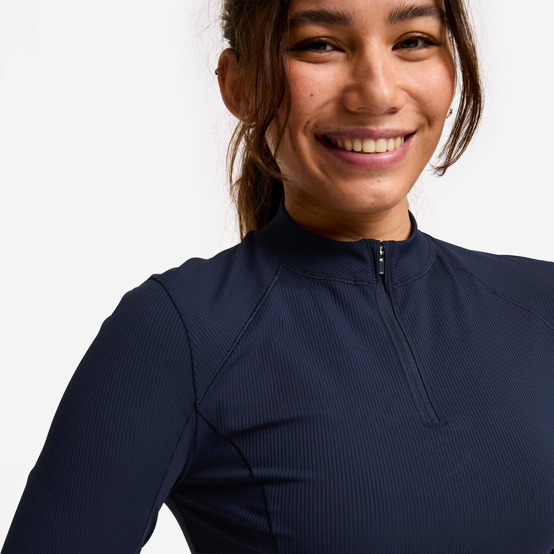 Tee-shirt manches longues demi zip femme foncé