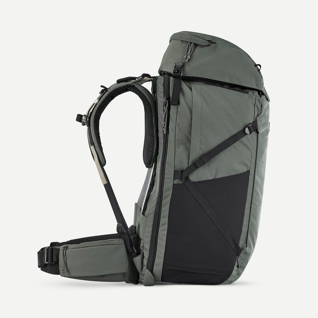 Sac à dos de voyage ouverture valise 70+6L homme, Travel 900 vert kaki