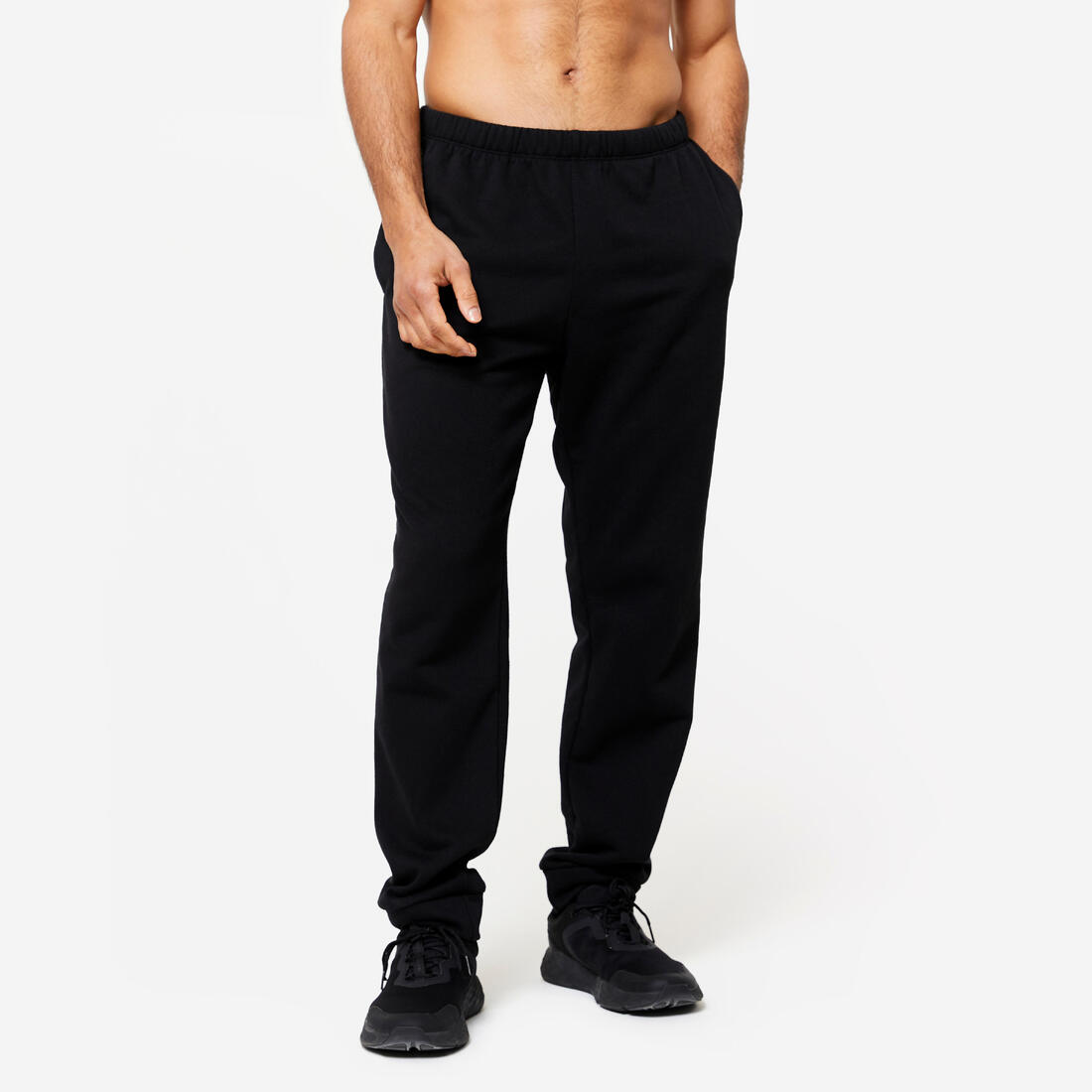 Pantalon jogging chaud fitness homme - 100 noir