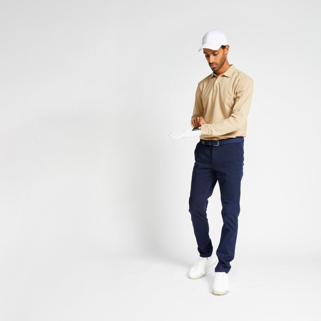 Polo golf manches longues Homme -  MW500 bleu marine