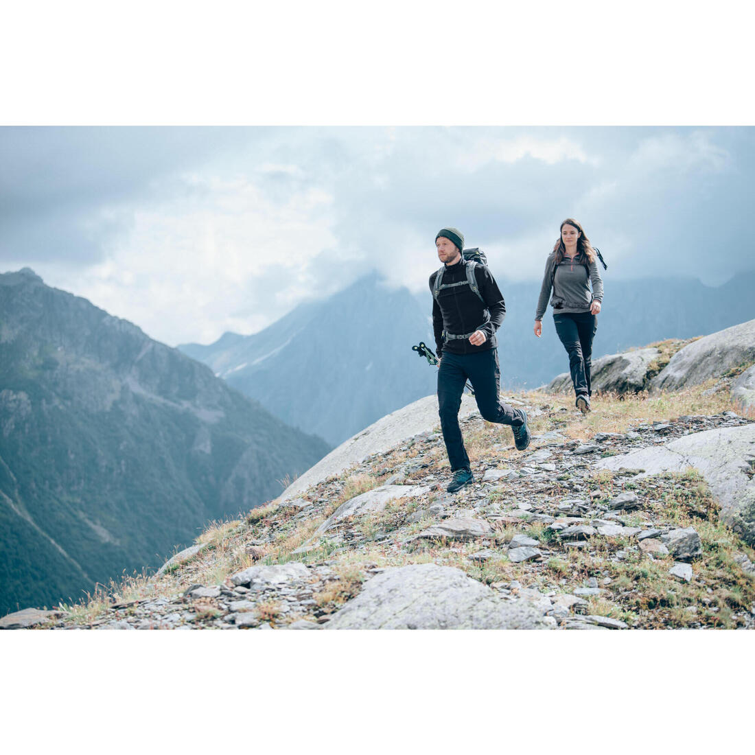 Polaire de randonnée montagne homme, MH100full zip noir