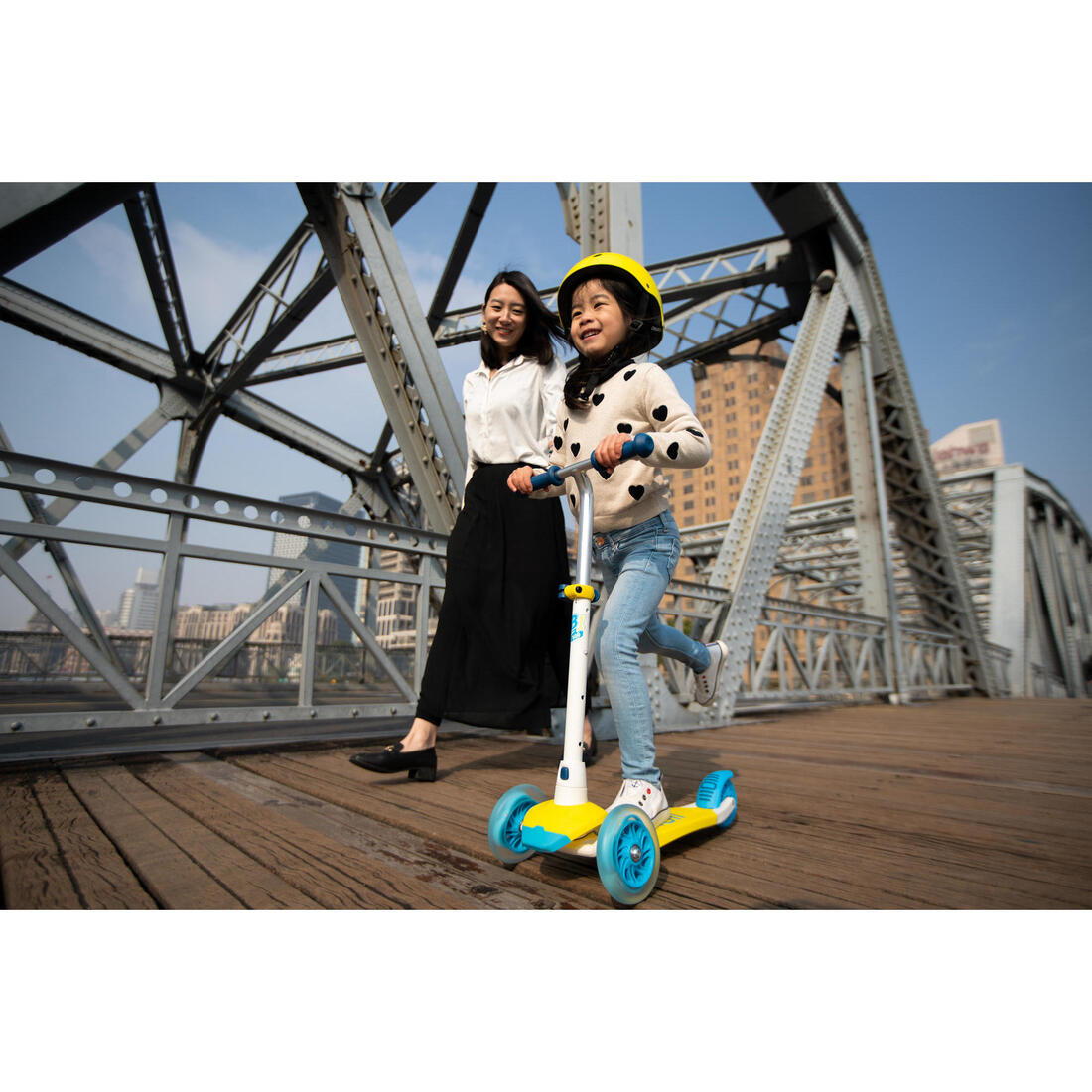 TROTTINETTE ENFANT B1 500 JAUNE-BLEUE