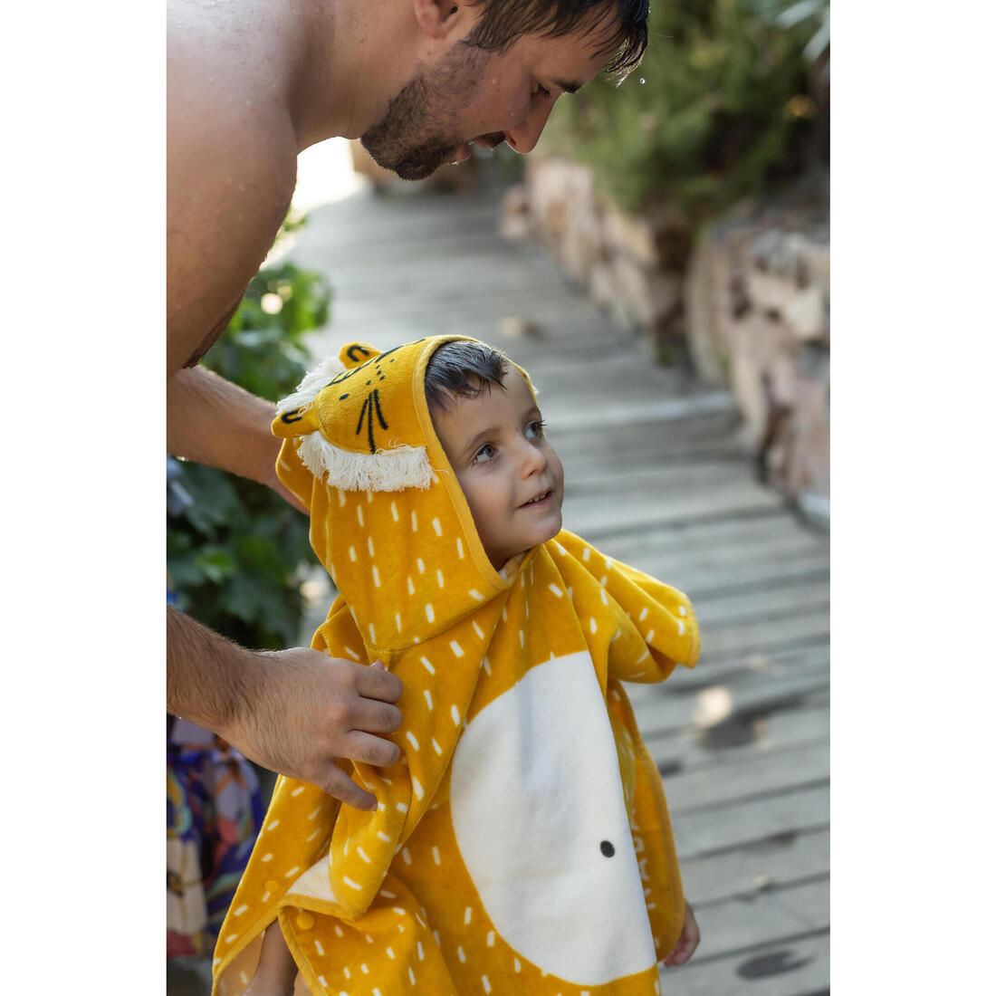 Poncho de bain coton bébé - lion