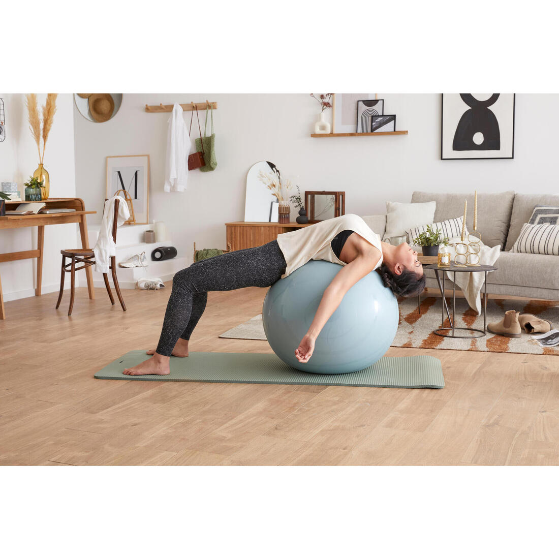 Gym ball taille 2 avec pompe gonflage et dégonflage 75 cm, bleu
