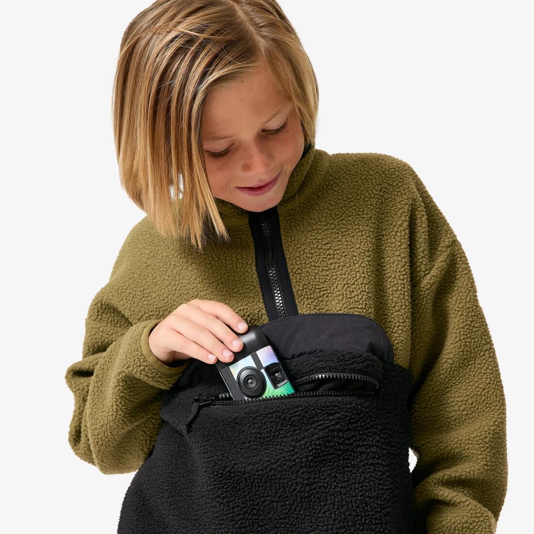 Polaire sherpa demi zip enfant 7-15 ans, NH500