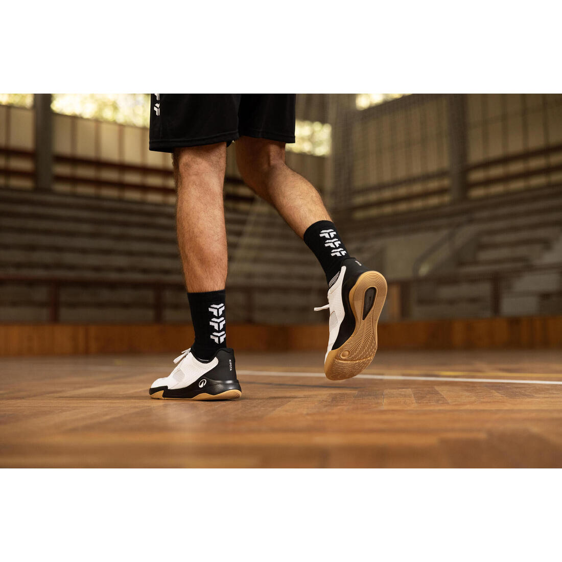 Chaussures de handball adulte, HB100 noir blanc