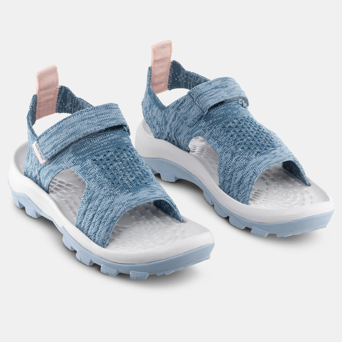 Sandales de randonnée confortables à scratch 28 au 39 enfant, NH500 gris