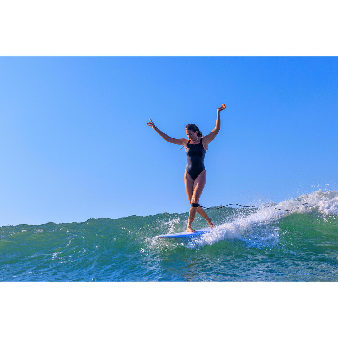 Planche de longboard surf 9'4, 900 Noserider clear blanc